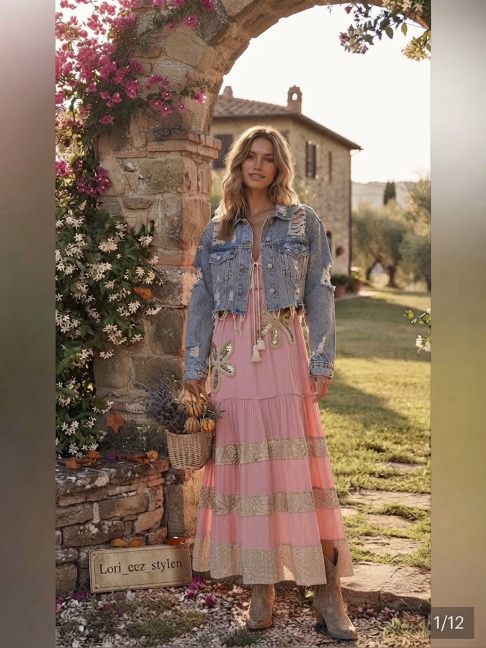 Brand new without tag - POL Pink Maxi Dress with Gold Embroidery